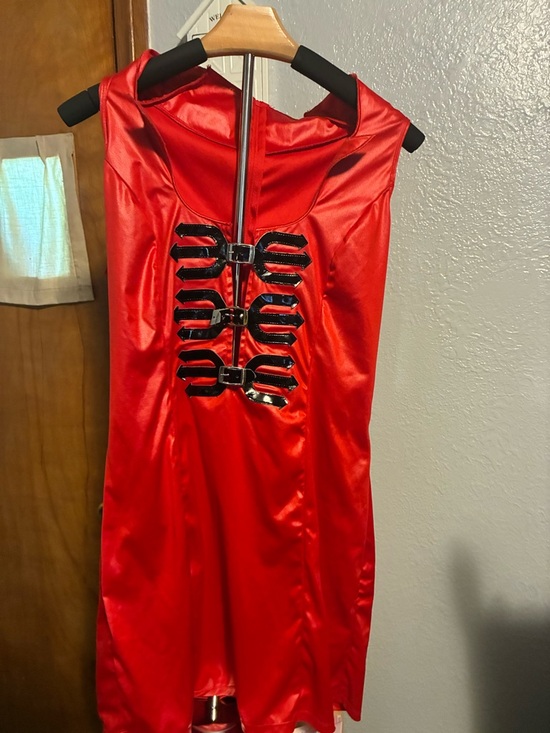 Leg Avenue Other - Leg Avenue Red Satin Dress with Black Buckle Trim